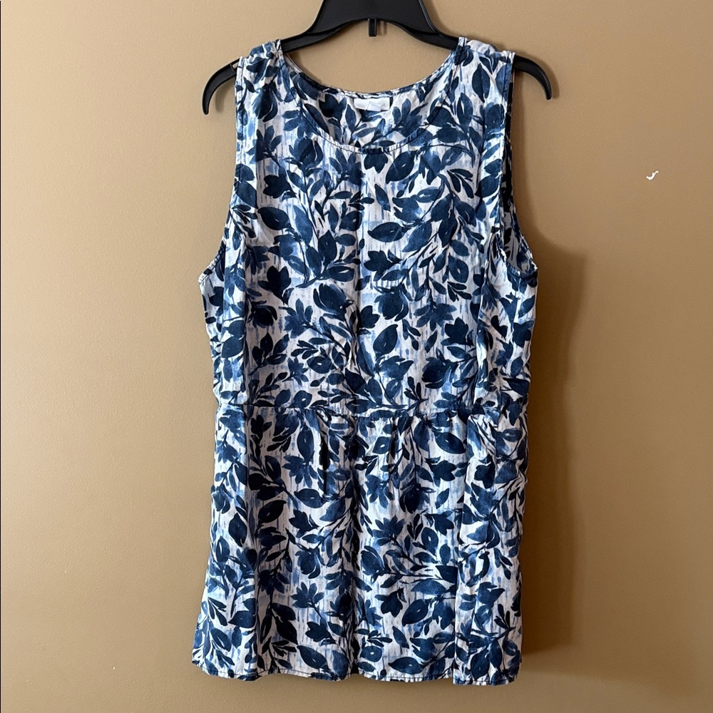 Elegant Blue and White Floral tunic Pure Jill xL